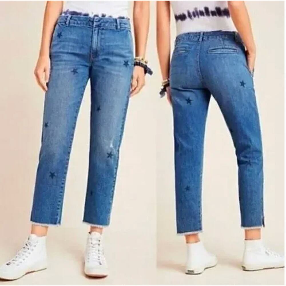 SUNDRY Star Stamped Cropped Straight Leg Mid Rise 26 NEW
